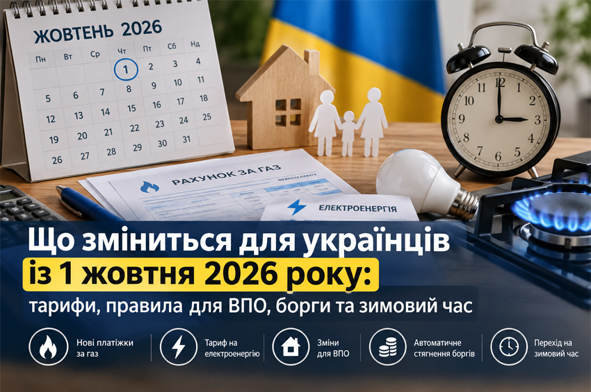 Що зміниться для українців із 1 жовтня: нові платіжки, тарифи, правила для ВПО та стягнення боргів